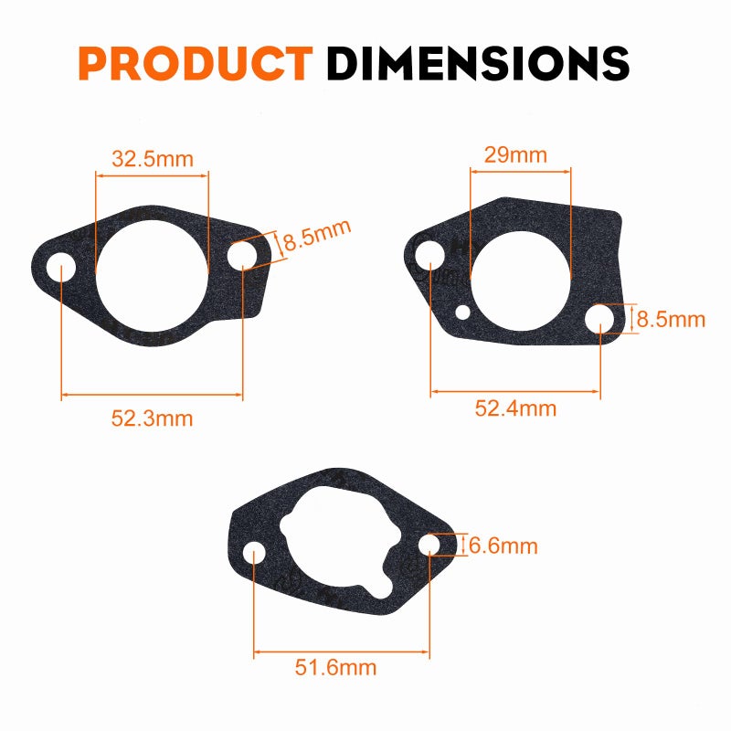 HIPA GX390 Carburetor Gasket Kit for Honda GX 390 GX340 13HP 11HP Engine Generator Carb Mounting Gaskets Replace 16223-ZE3-W00 16221-ZF6-800 (Pack of 5) - Image 3